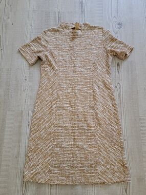 Perseption Beige and White Textured Midi Dress Size PL